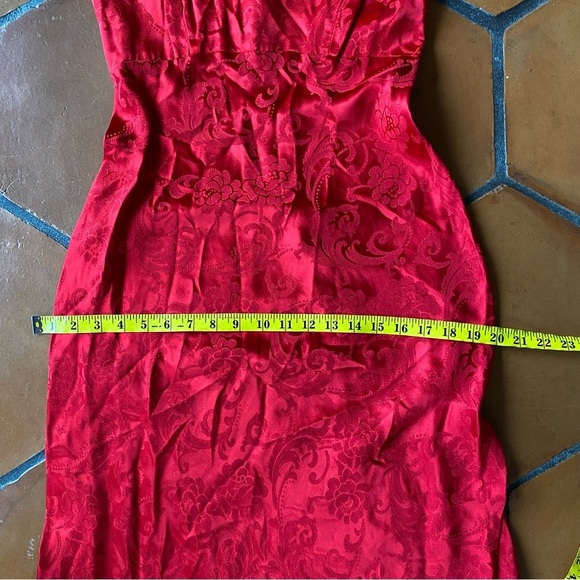 Vintage Zum Zum Prom Dress Maxi Gown Satin 90s Y2K Glam Open Back Jacquard 5 / 6 - Picture 12 of 12